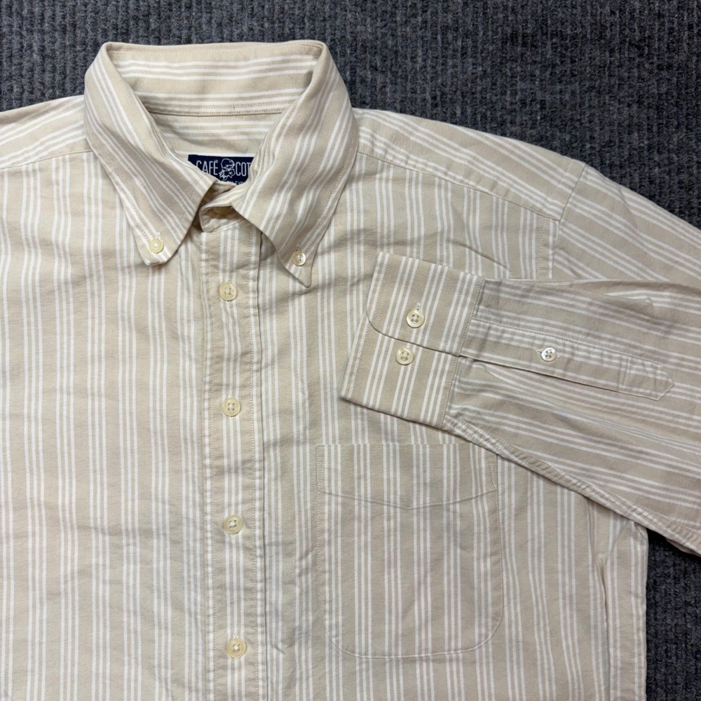 Mens Medium Cotton Striped Button Down Shirt Cafe Coton Collection Exclusive